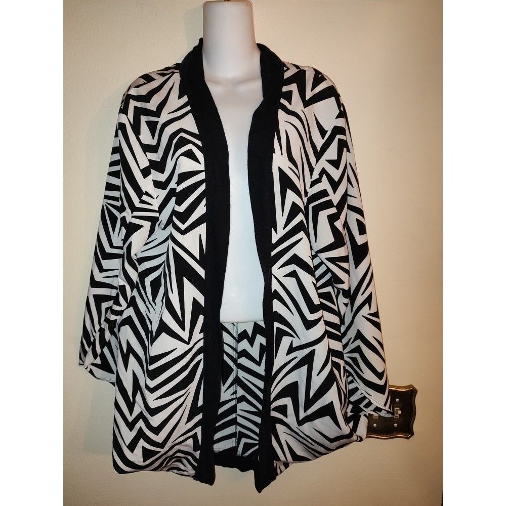 Kim Kardashian Semi Sheer Geometric Black & White Cardigan Size L and DVD Disc